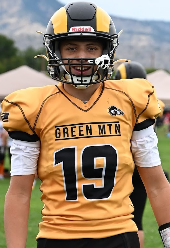 Landon Neuenschwander in football uniform.